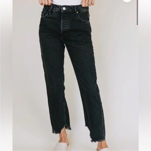 Free People Black Tapered Baggy Boyfriend Jean